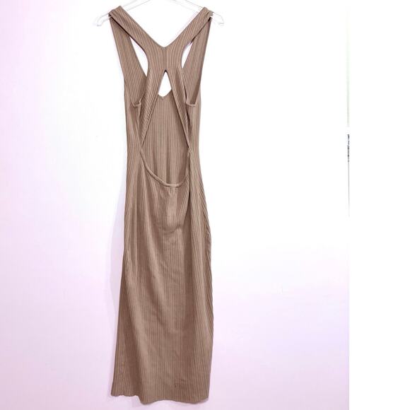Revolve x Michael Costello Ribbed Midi Dress in Tan Size Medium - Picture 7 of 13
